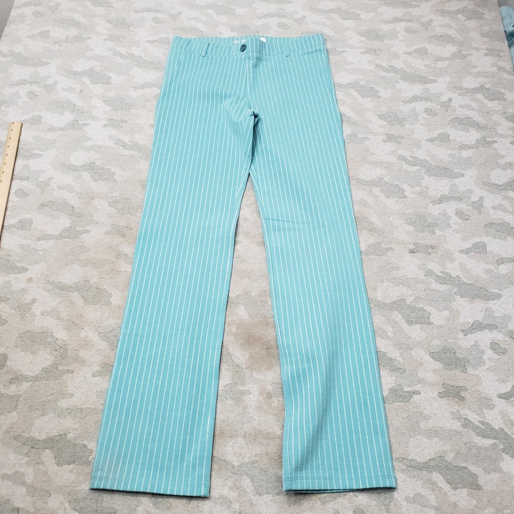 Betabrand Dress Pants Womens Large Long Green Straight Leg Work Striped